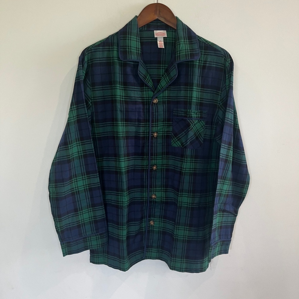 Wondershop Target Mens Pajama Top Small Green Plaid Cotton Button Down Sleep